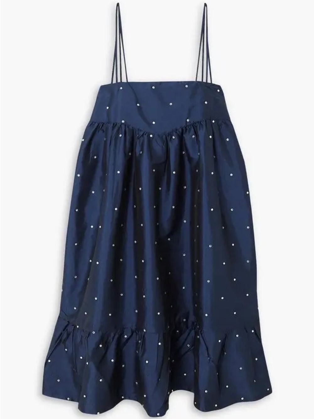 Batsheva Navy Singer polka dot Crystal-Embellished Taffeta Dress